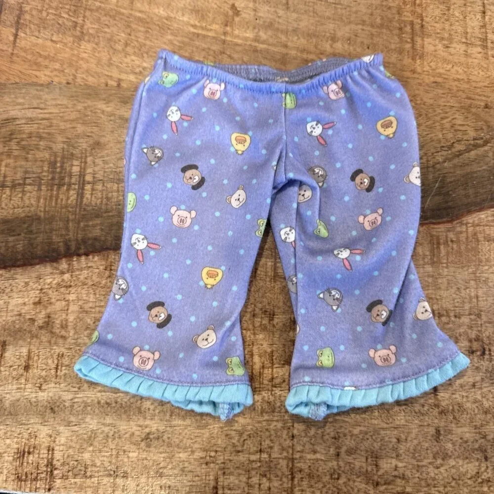 American Girl Bitty Baby 2005 Bunny Pajamas Pants Purple Animals Ruffles